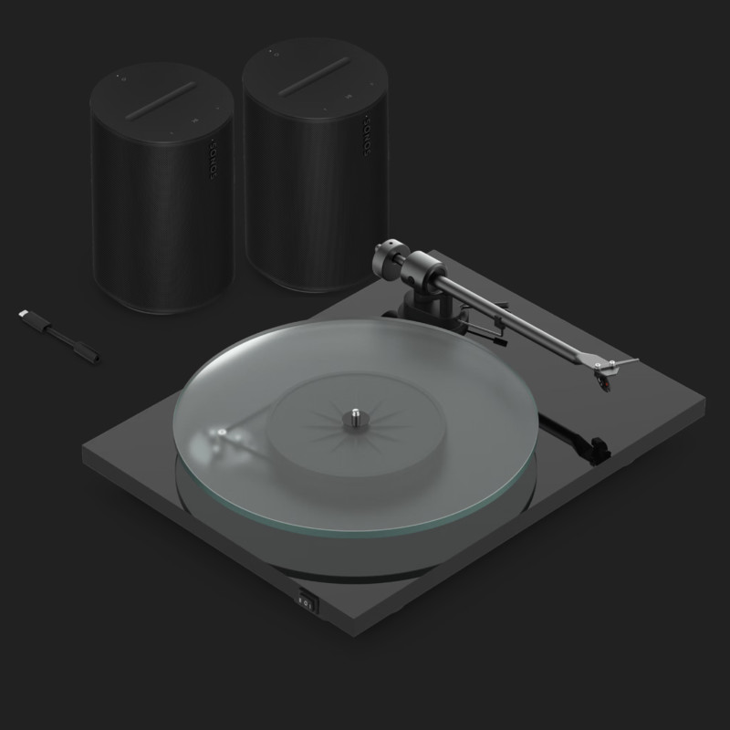  Pachet Pickup Pro-Ject T1 EVO Phono (OM10) + 2 x Sonos Era 100 + Adaptor Sonos Line-In USB-C Negru