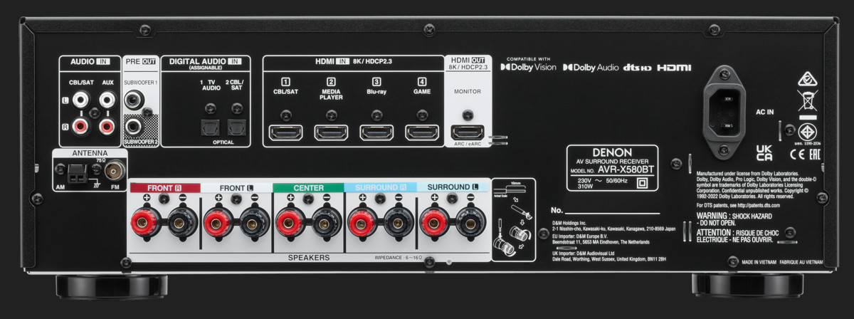 Receiver Denon AVR-X580BT