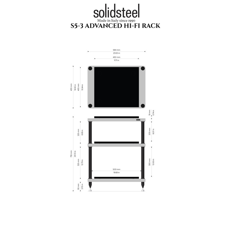 Solidsteel S5 Series Advanced Hi-Fi Audio Rack Silver/Black