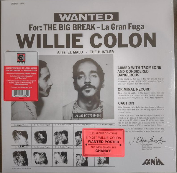 Muzica  Craft Recordings, Gen: Jazz, VINIL Craft Recordings Willie Colon - Wanted By FBI - The Big Break - La Gran Fuga, avstore.ro