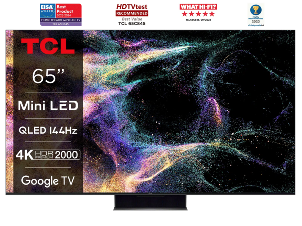 Televizoare  Tehnologie: QLED, Diagonala: 61'' (155cm) - 65'' (165cm), TV TCL MiniLed 65C845, 164 cm, Smart Google TV, 4K Ultra HD, 100hz, Clasa G, avstore.ro