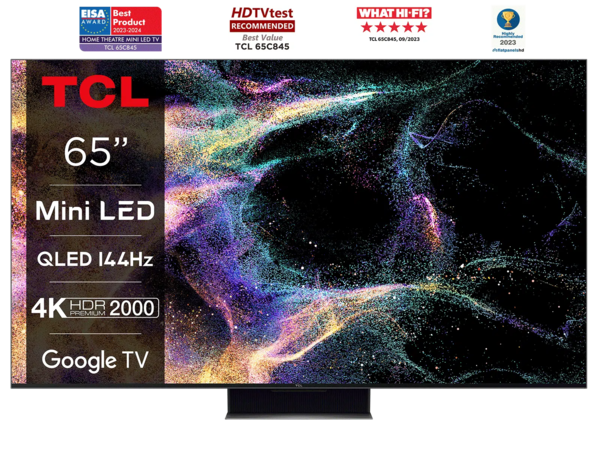 Televizoare  Tehnologie: QLED, TV TCL MiniLed 65C845, 164 cm, Smart Google TV, 4K Ultra HD, 100hz, Clasa G, avstore.ro