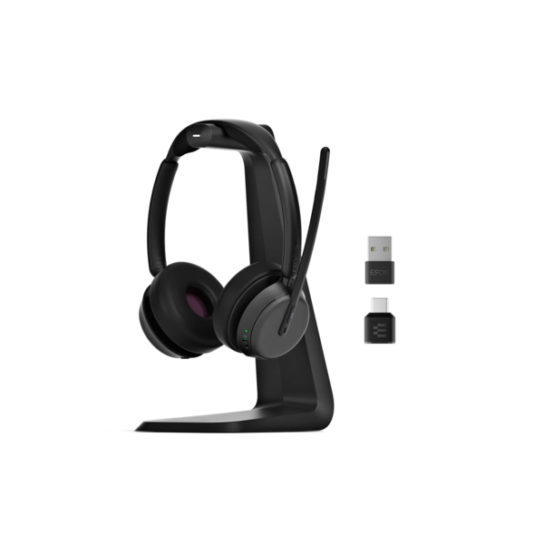 Casti  Contact cu urechea: Over Ear (circum-aurale), cu Active Noise cancelling, Casti EPOS IMPACT 1000 MS UC ANC WL USB-C+A Stand, avstore.ro