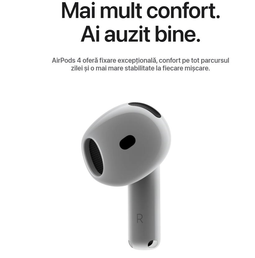 Casti Apple AirPods 4 USB-C cu Active Noise Cancellation la AVstore.ro