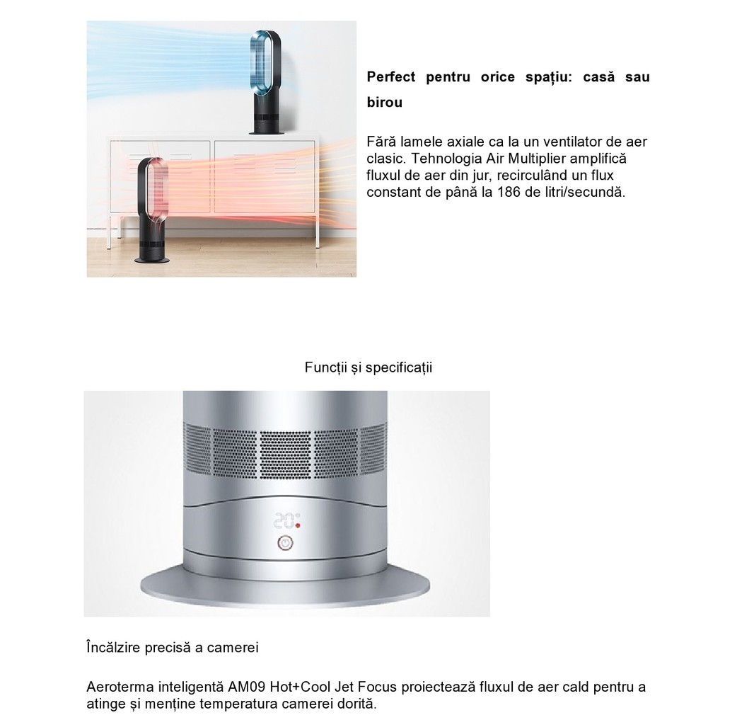 Aeroterma + ventilator Dyson AM09 Hot + Cool la AVstore.ro