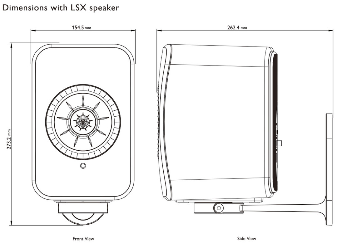 KEF LSX Wireless Speakers Wall Mount Dimensions
