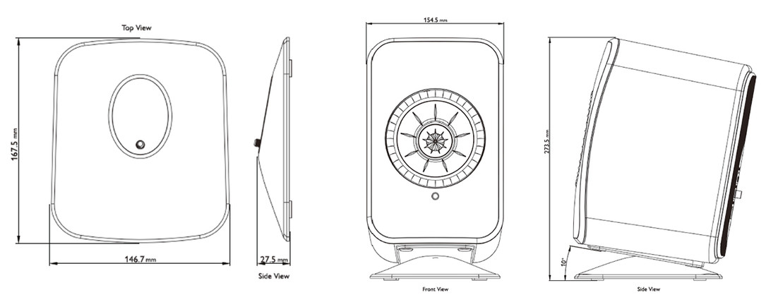 KEF LSX Speaker Desk Stand Specifcatotion image.