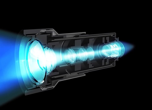 A close-up view of the laser light source in the VPL-VW890ES.