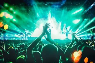 Mulțime dansând la un concert live.