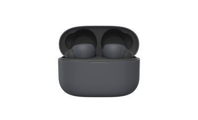 LinkBuds S gri în casetă asortată cu capacul ridicat