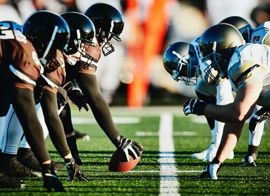 Close-up shot of American football