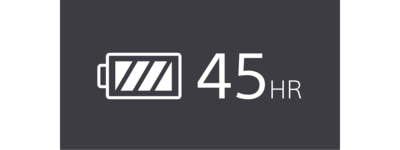 Pictogramă autonomie de 45 de ore a bateriei