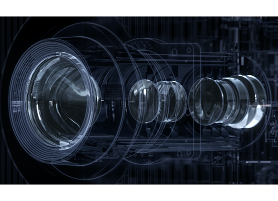 CAD diagram of the projector advanced crisp-focused lens